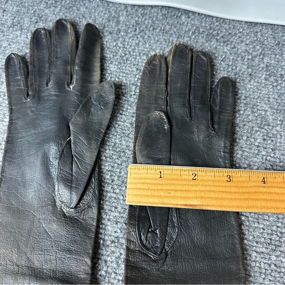 Vintage Henri Bendel long leather gloves black washable made in France sz 6 3/4 - Picture 6 of 11